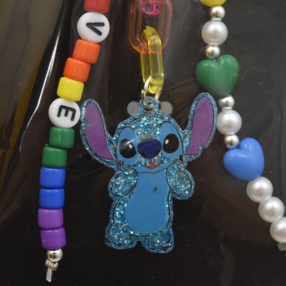 Disney Pride Collection Stitch Keychain Backpack Clip Love Beads Hearts Claires - Picture 2 of 4